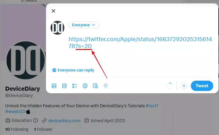 Click on Compose Tweet button > Paste the link